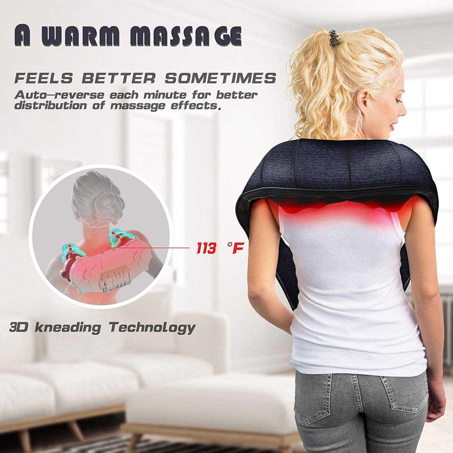 Gifts for Women, Shiatsu Back Shoulder & Neck Massager with Heat