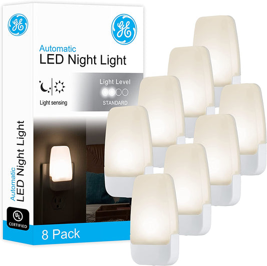GE Plug in Night Light with Dusk to Dawn Sensor, 8 Pack