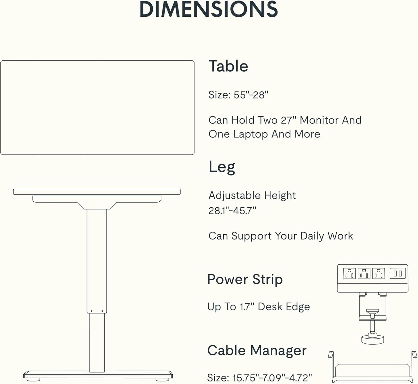 FLEXISPOT EN2 55"X28" Standing Desk with Power Strip Bundle, Mahogany