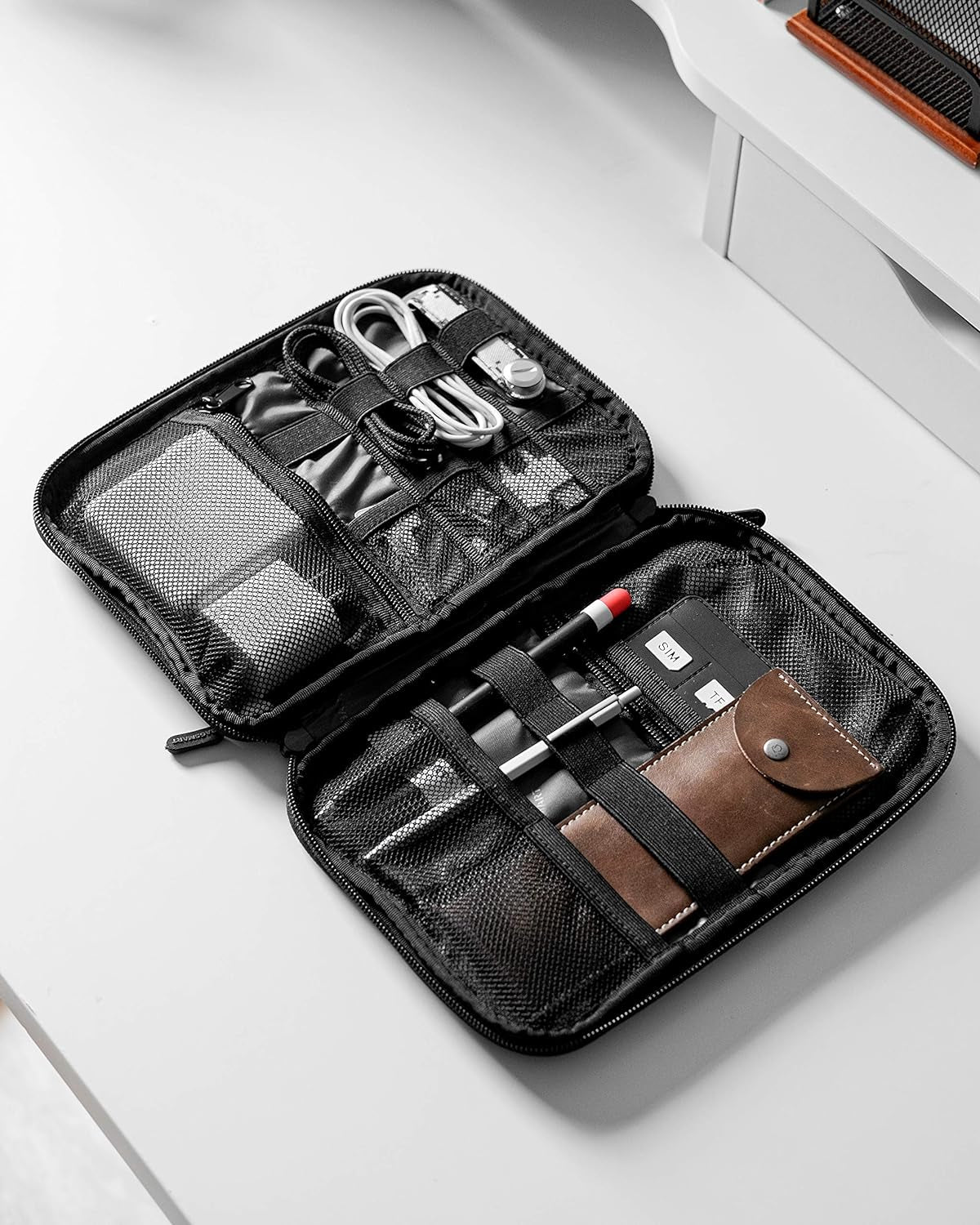 Large Electronics Organizer Travel Case for Tech Accessories, Blue
