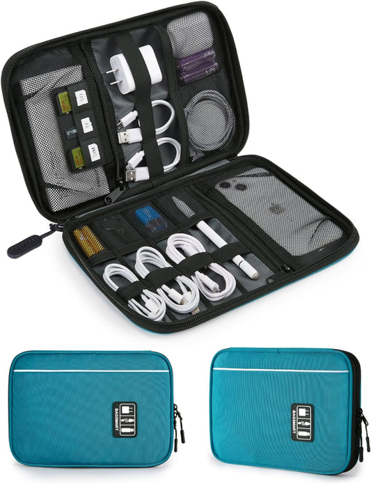 Large Electronics Organizer Travel Case for Tech Accessories, Blue