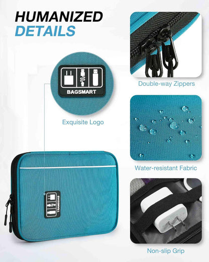 Large Electronics Organizer Travel Case for Tech Accessories, Blue