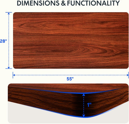 FLEXISPOT EN2 55"X28" Standing Desk with Power Strip Bundle, Mahogany