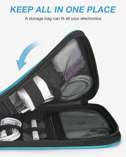 Large Electronics Organizer Travel Case for Tech Accessories, Blue